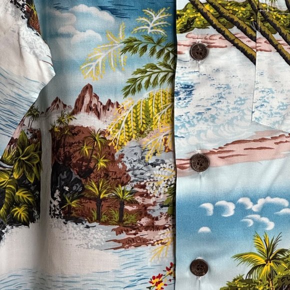 RJC Shirt Mens 10 Hawaiian Paradise Island Vacation Button Front Short Sleeve - Picture 3 of 11